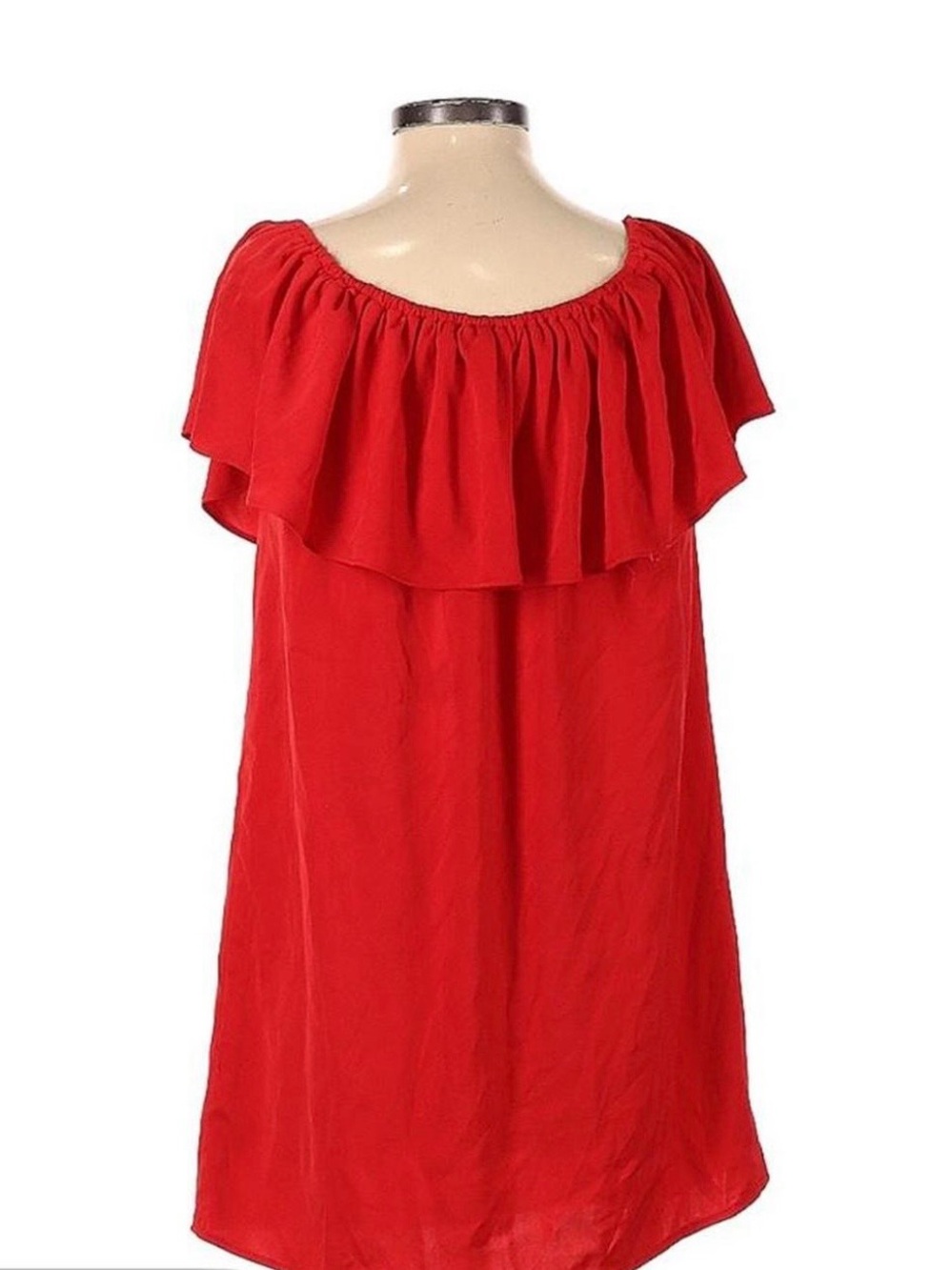 Red Off-Shoulder Ruffle Shift Dress - Picture 2 of 2